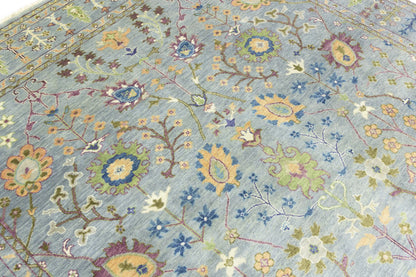 Hand-Knotted Gray Floral Chobi Oriental Rug