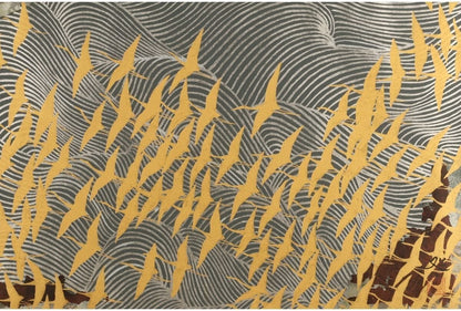 Matazo Kayama "Waves and Cranes - Fortune," silkscreen print, hand-signed