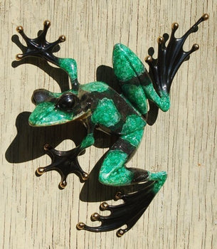 Tim Cotterill (Frogman) 8.8In Green Frog 1780/2000 Signed 1997 Bronze Painted