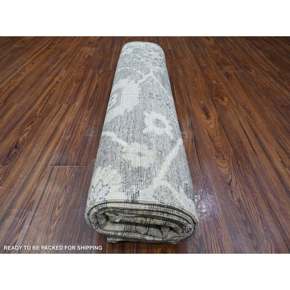 8'1"X9'9" Agreeable Gray Wool Weft Angora Oushak Oriental Rug