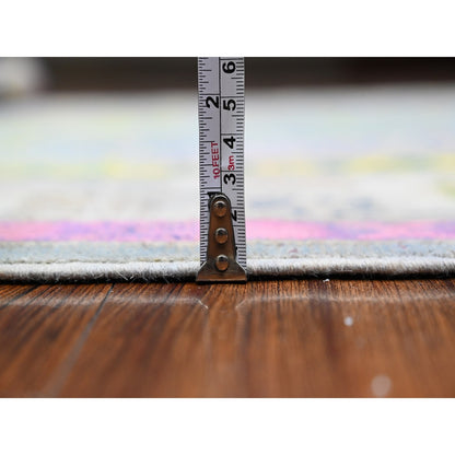 5'10"X8'10" Glaucous Gray Fusion Kazak Soft And Shiny Wool Oriental Rug