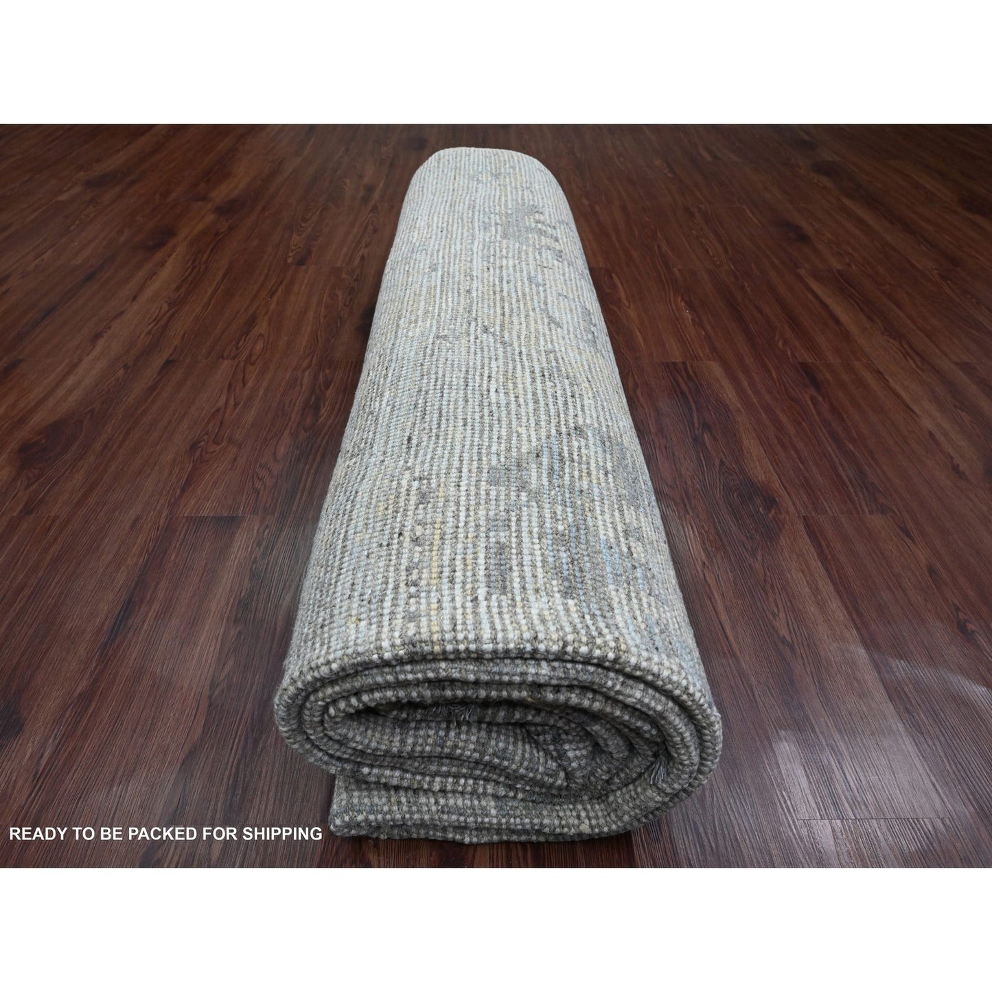 9'X12'1" Gray Moroccan Weave Elephant Feet Design Hand Knotted Wool Rug