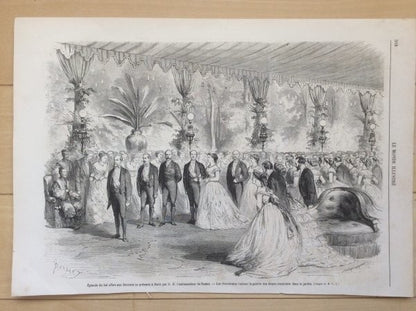 Paris Exposition Universelle 1867 Russian Embassy Ball With Sovereigns Engraving