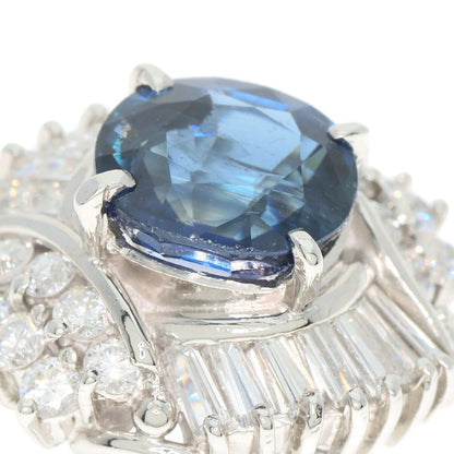 2.216Ct Sapphire Diamond Ring Platinum Pt900 7.71G