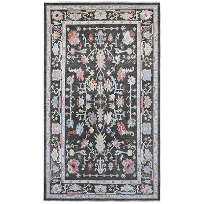 7'X12'3" Black Afghan Angora Oushak Hand Knotted 100% Wool Runner Rug