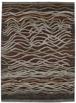 Handmade Modern Waves Area Rug High-Low Relief