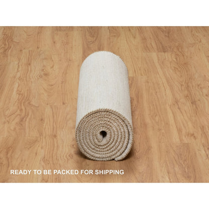 2'6"X11'10" White Modern Lori Buft Gabbeh Wool Hand Knotted Runner Rug