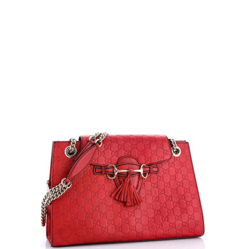 Gucci Emily Chain Flap Shoulder Bag Guccissima Leather Large