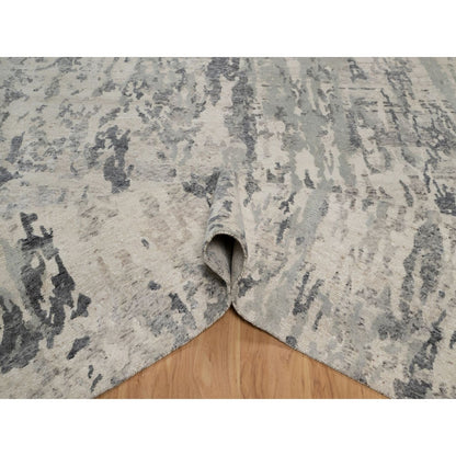 Rug 8'x10' Cream White Modern Design Natural Undyed Wool Hand Knotted