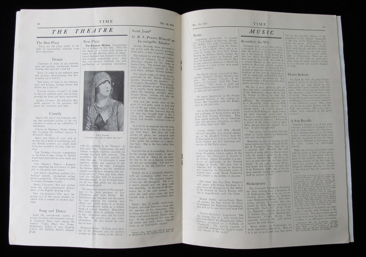 Time Magazine Vol Ii No 17 December 24, 1923 George Benard Shaw 183339