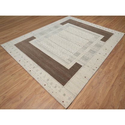 7'9"X9'8" Ivory Soft & Pure Wool Lori Buft Modern Design Hand Knotted Rug