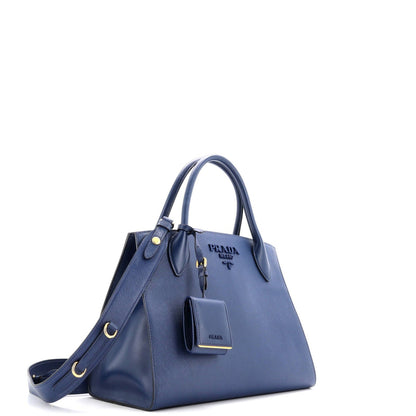 Prada Monochrome Tote Saffiano With City Calf Medium