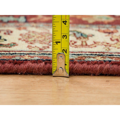 2'7"X12' Red Fine Heris Re-Creation Wool Hand Knotted Runner Rug
