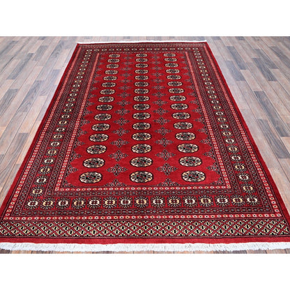 5'1"X8'1" Chili Red Princess Bokara Soft Wool Hand Knotted Mat Rug