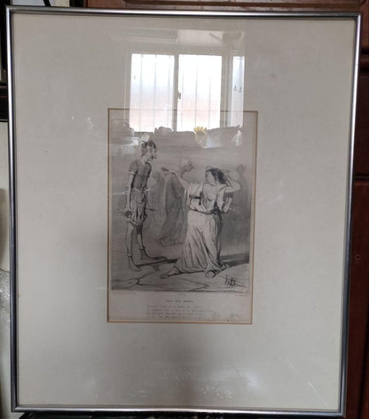 Honore Daumier Lithograph 1842 Ne Aux Enfers  Le