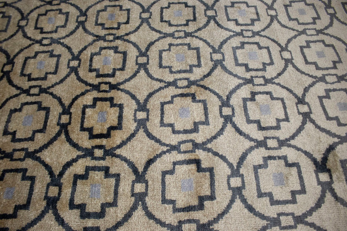 8X10 Handmade Modern Geometric Style Rug Beige Contemporary Home Decor Carpet