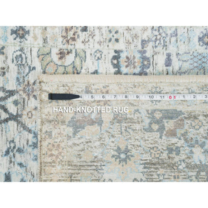 2'6"X18'2" Ivory Tebraz Vase Design Silk/Wool Hand Knotted Xl Runner Rug