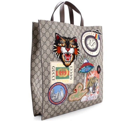 Gucci Courrier Convertible Soft Open Tote Gg Coated Canvas With Applique North