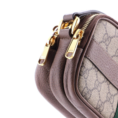 Gucci Ophidia Triple Zip Crossbody Bag Gg Coated Canvas Mini