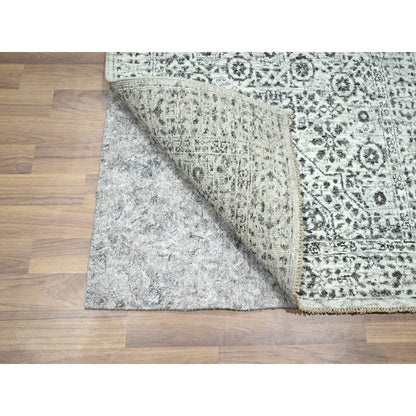 2'7"X12' Ivory Pre Historic Mamluk Design Hand Knotted Wool Runner Rug