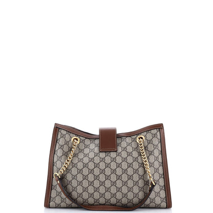 Gucci Padlock Chain Tote Gg Coated Canvas With Leather Medium