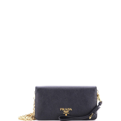 Prada Wristlet Wallet On Chain Saffiano Leather Mini