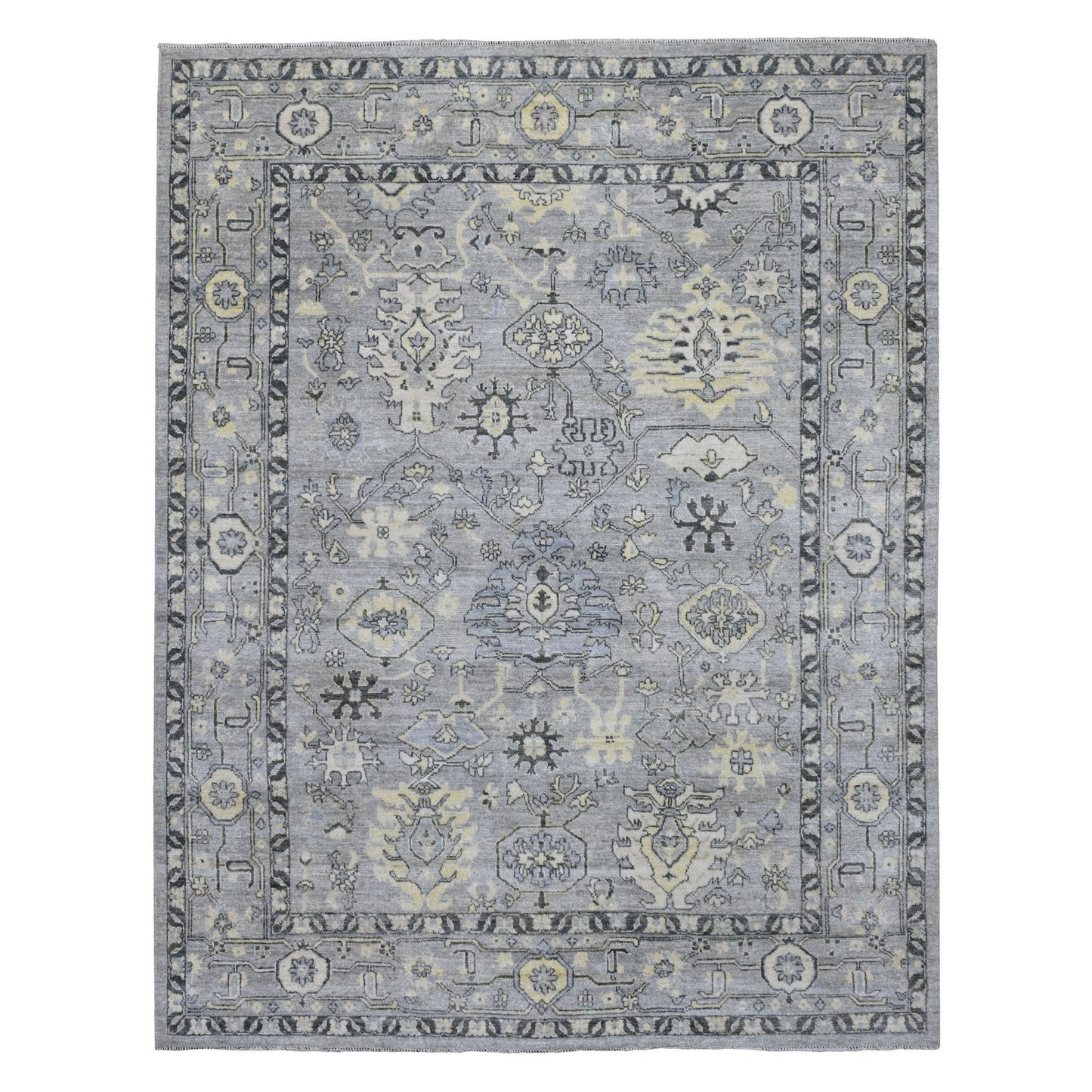 8'X9'9" Light Gray Angora Oushak Extra Soft Wool Hand Knotted Rug