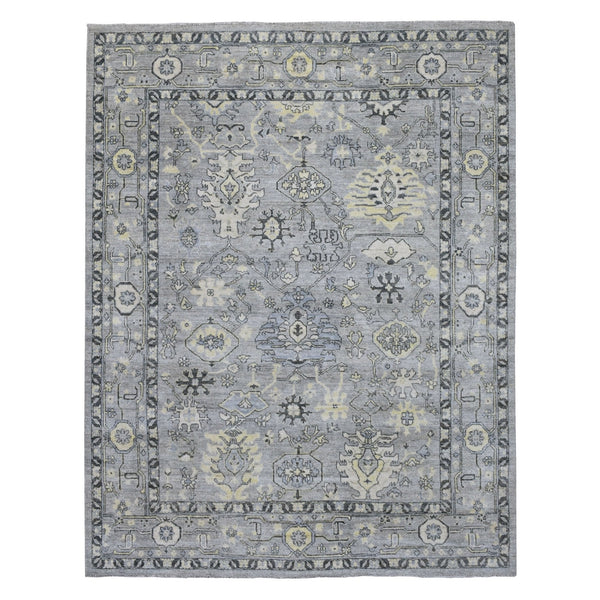 8'X9'9" Light Gray Angora Oushak Extra Soft Wool Hand Knotted Rug
