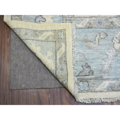 8'X9'9" Ivory Hand Knotted Afghan Angora Oushak Soft Wool Rug