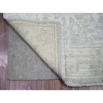 2'8"X19'2" Gray Wool Hand Knotted Afghan Angora Oushak Xl Runner Rug