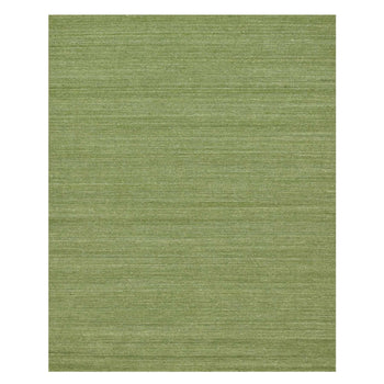 8'X10' Green Tone On Tone Plain Modern Striae Design Wool Hand Loomed Rug