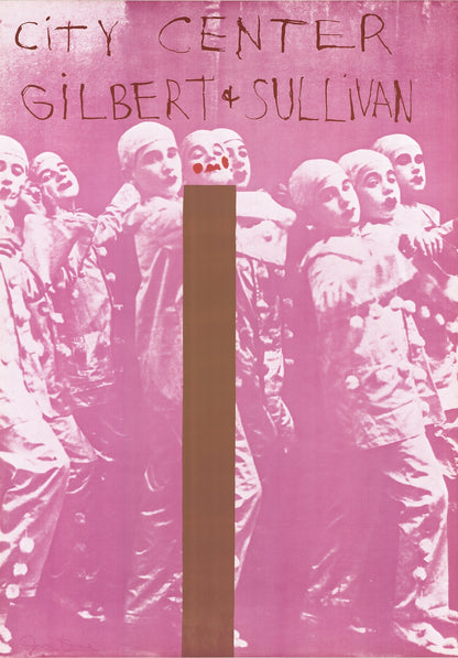 Di JIM DINE Gilbert And Sullivan 35" x 24.5" Poster 1968 Pop Art Pink Brown Jim