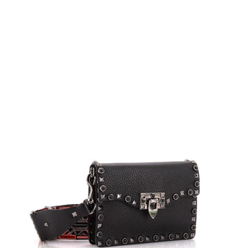 Valentino Garavani Rolling Rockstud Flip Lock Flap Bag Leather With Cabochons