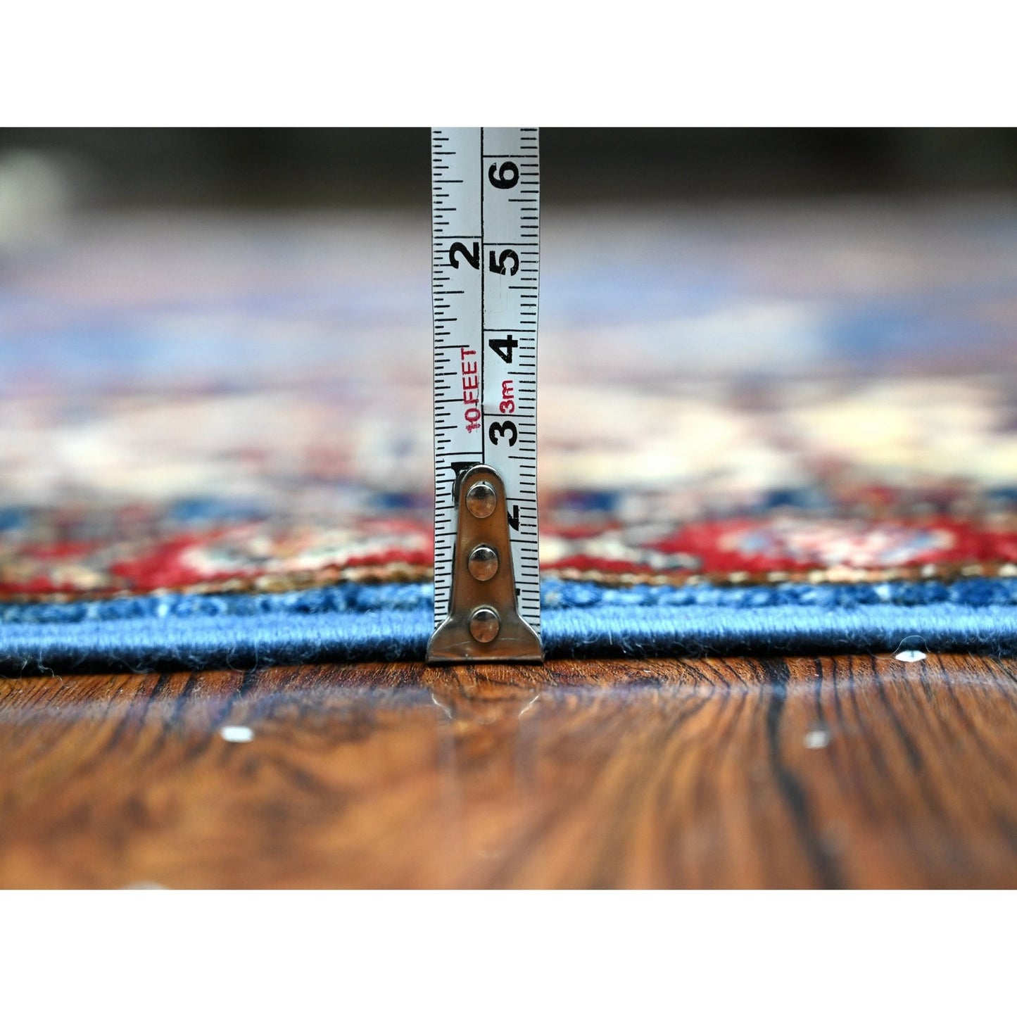 6'X6' Berry Blue Hand Knotted Super Kazak Medallions Wool Oriental Rug