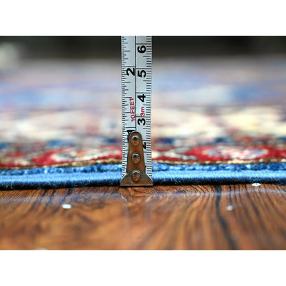 6'X6' Berry Blue Hand Knotted Super Kazak Medallions Wool Oriental Rug