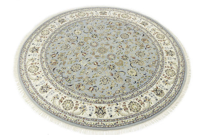 Hand-Knotted Traditional Indo-Nain Floral Round