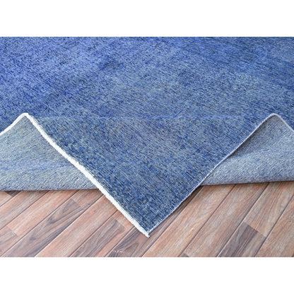 10'X12'7" Blue Hand Knotted Vintage Zoroastrian Tebraz Wool Oriental Rug