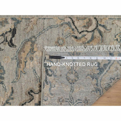 2'1"X3'1" Gray Broken Pattern Oushak Design All Wool Hand Knotted Mat Rug