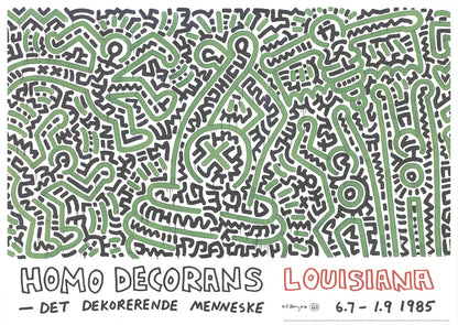 Keith Haring Homo Decorans " Giclee Pop Art Green, Red, Black