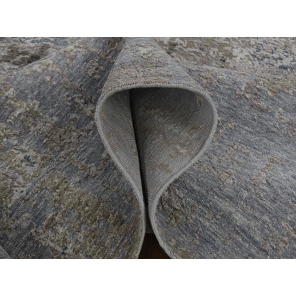 8'X9'10" Gray Abstract Design Wool And Silk Hand Knotted Oriental Rug