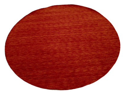 5'11x5'11 Orange Red Solid Hand-Loomed 6X6 Gabbeh Wool Round Rug Oriental