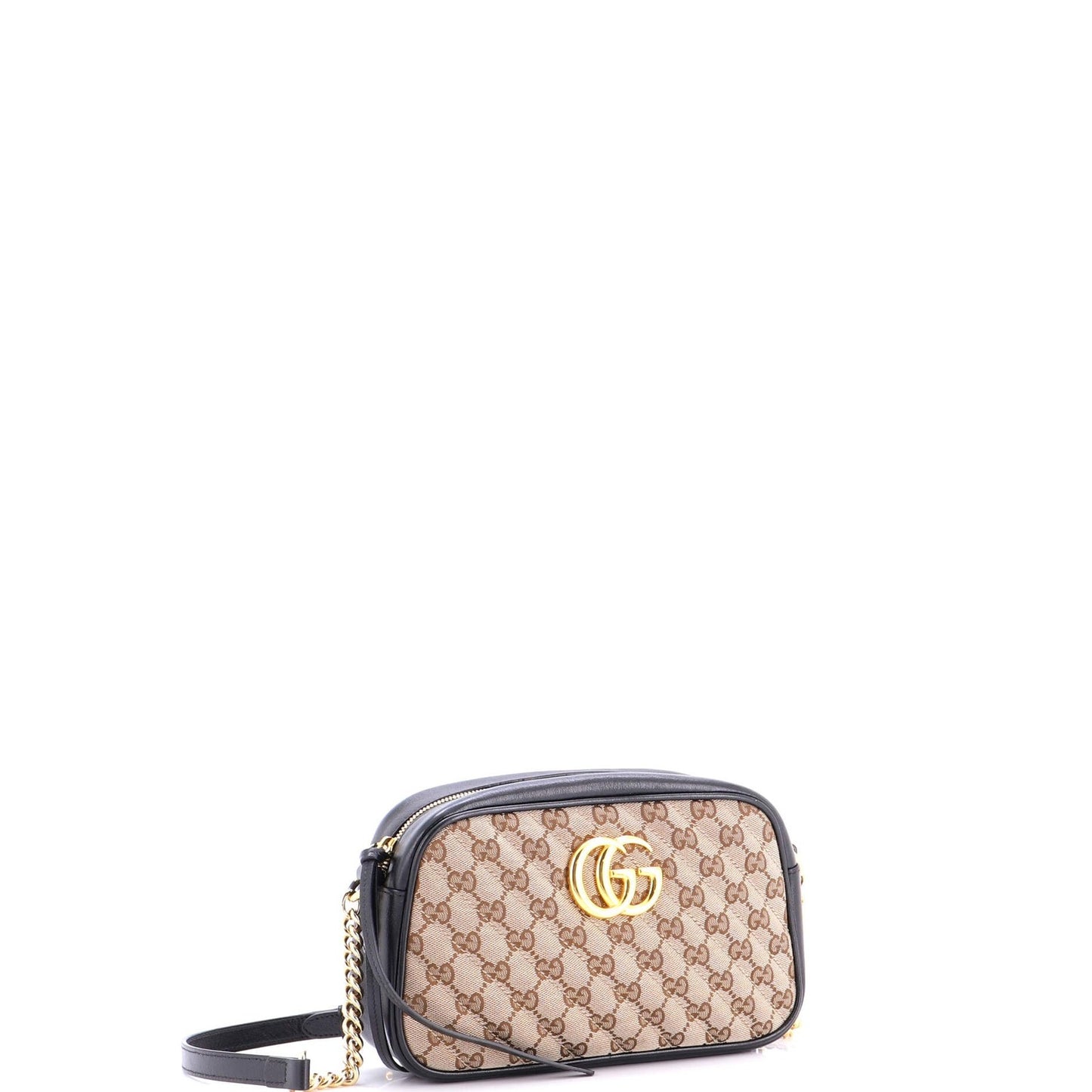 Gucci Gg Marmont Shoulder Bag Diagonal Quilted Gg Canvas With Leather Small