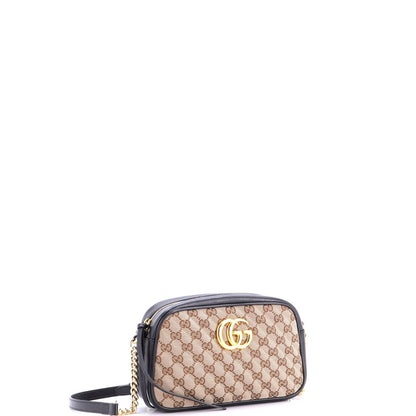 Gucci Gg Marmont Shoulder Bag Diagonal Quilted Gg Canvas With Leather Small