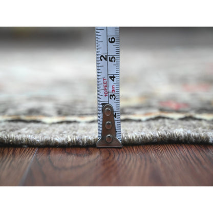 2'6"X5'9" Gray Caucasian Akstafa Design Pure Wool Hand Knotted Runner Rug