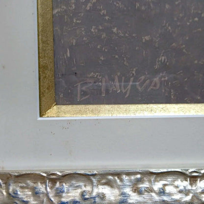 Signed British - Bernard Myers Original Oil Pastel Drawing - Flowers and Pears