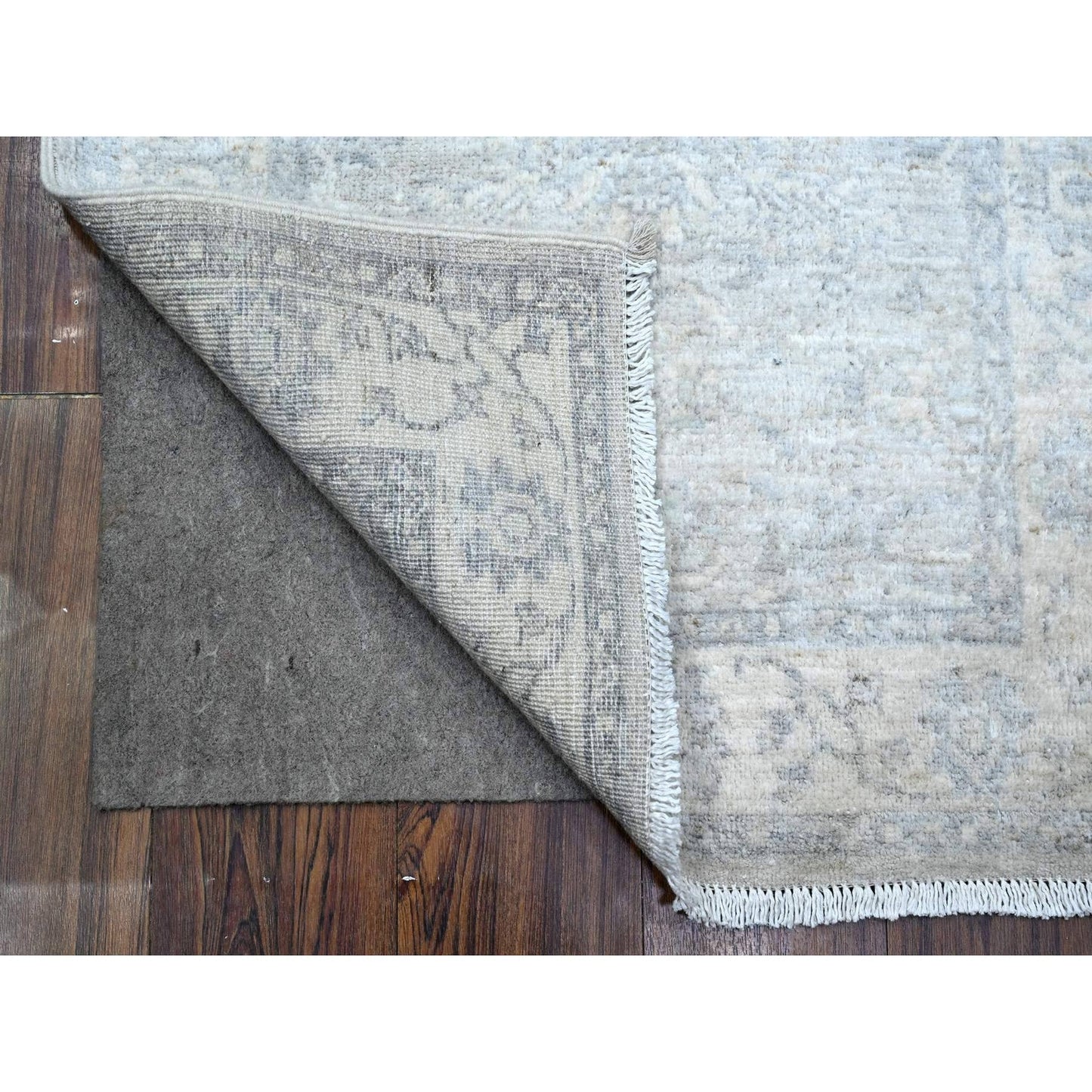 2'5"X17'10" Harbor Gray Natural Dyes Fine Peshawar Xl Runner Oriental Rug