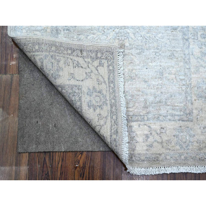 2'5"X17'10" Harbor Gray Natural Dyes Fine Peshawar Xl Runner Oriental Rug