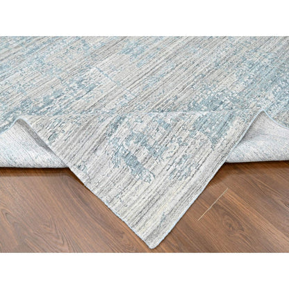 8'3"X10' Gray Hand Loomed Wool And Plant Based Silk Modern Design Rug