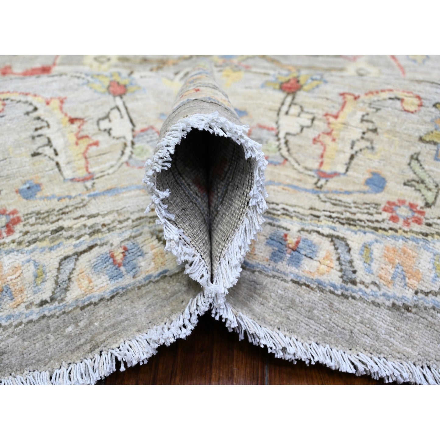 8'X8' Gray Ziegler Mahal Hand Knotted Pure Wool Round Oriental Rug