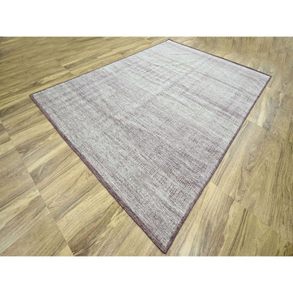 8'9"X12'1" Red & White Oxidized Grass Design Hand Knotted Pure Wool Rug
